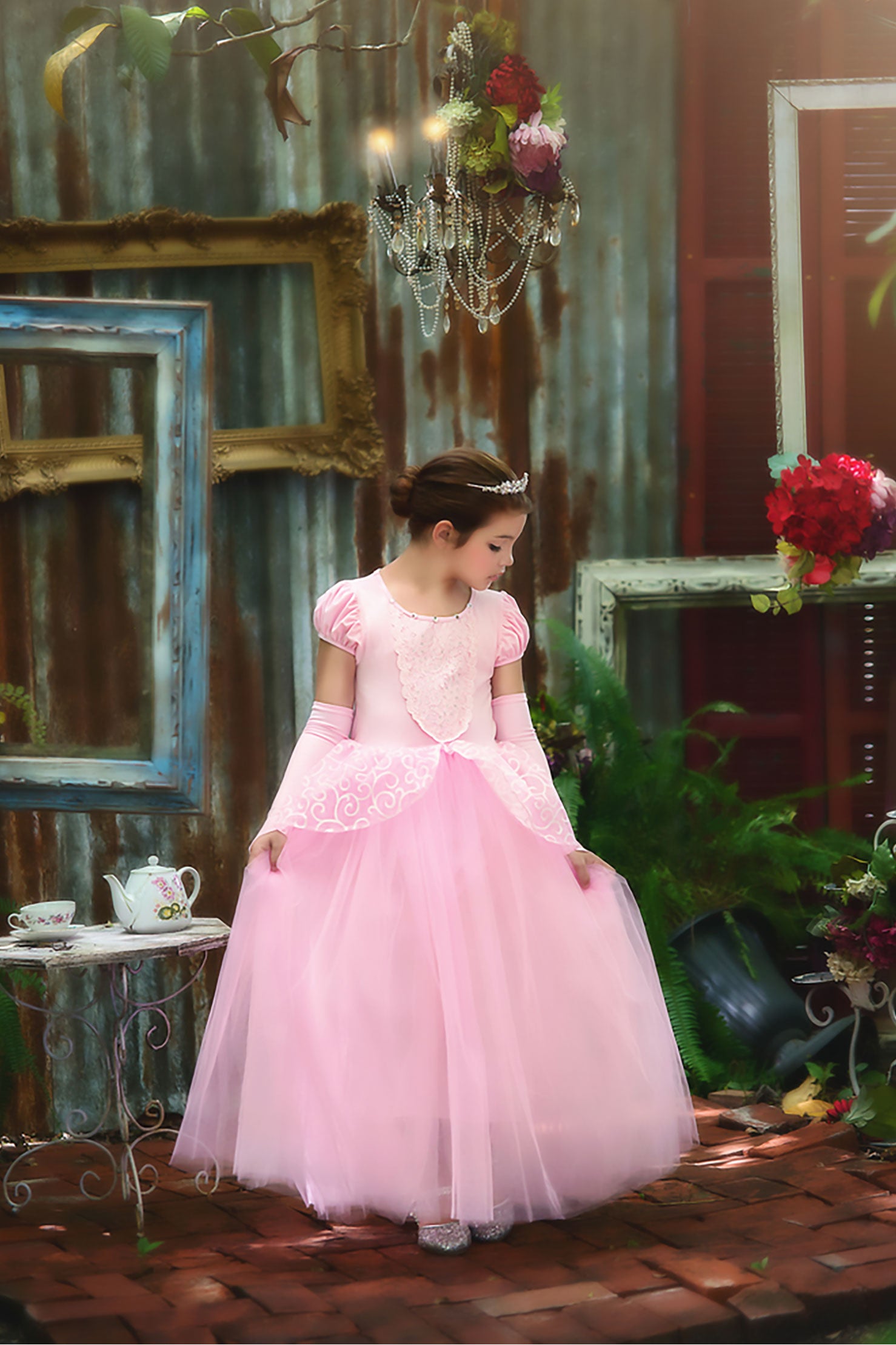 Princess Adeline Gown & Gloves Set Pink