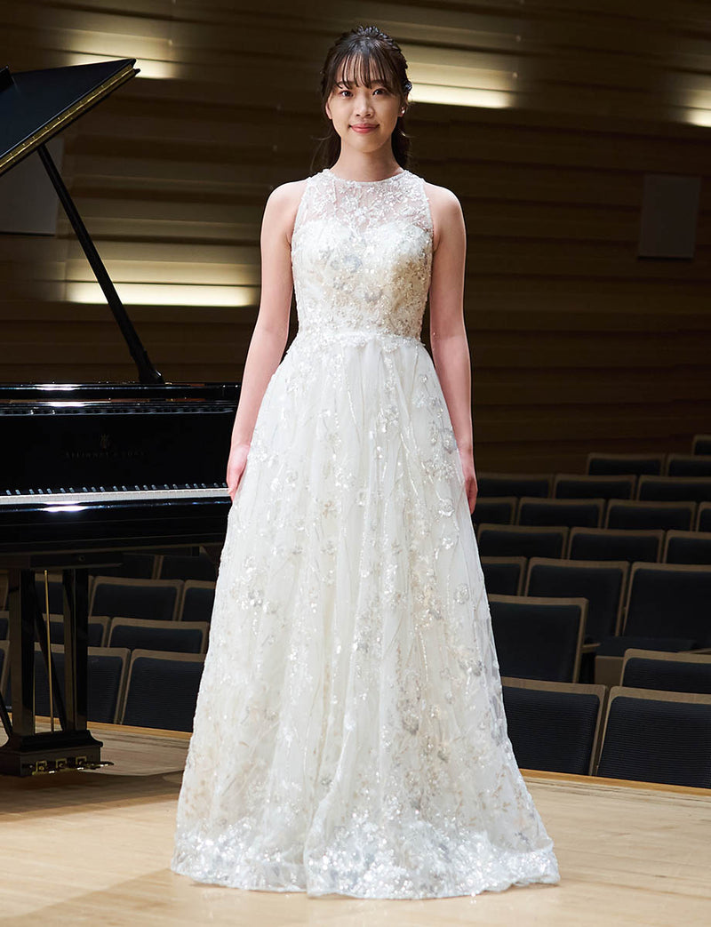 randy アシンメトリーツイードハーフスリーブドレス