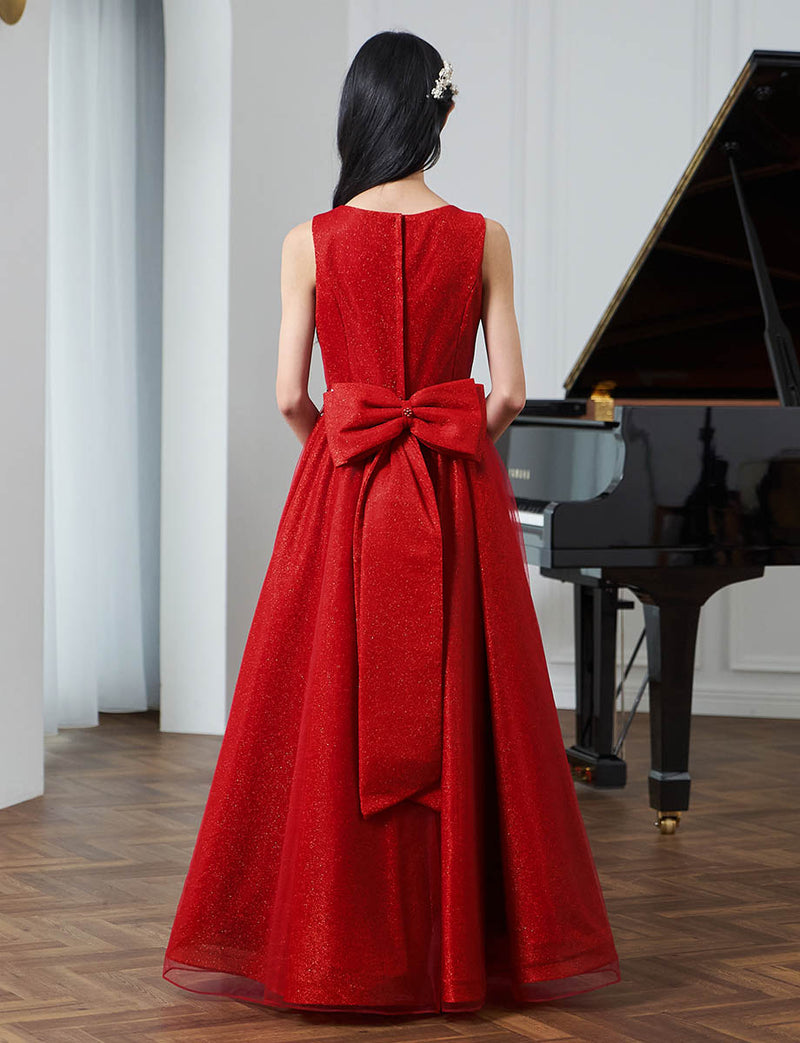 小中学生 コンクールドレス・発表会ドレスにお薦めレッドロングドレス