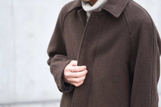 COMOLI -ヤクメルトン ショールカラーコート,バルカラーコート