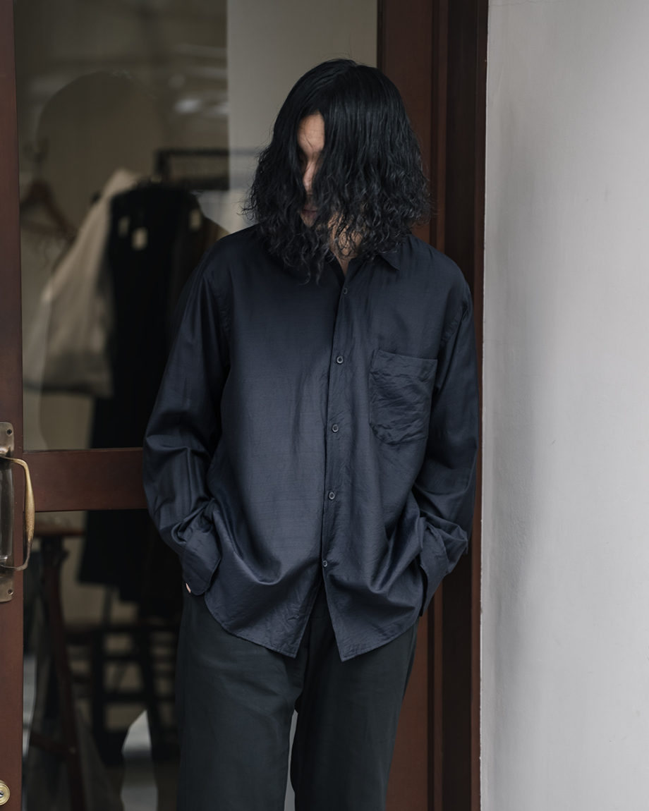 COMOLI -ウールシルク スキッパーシャツ, コモリシャツ, プルオーバー