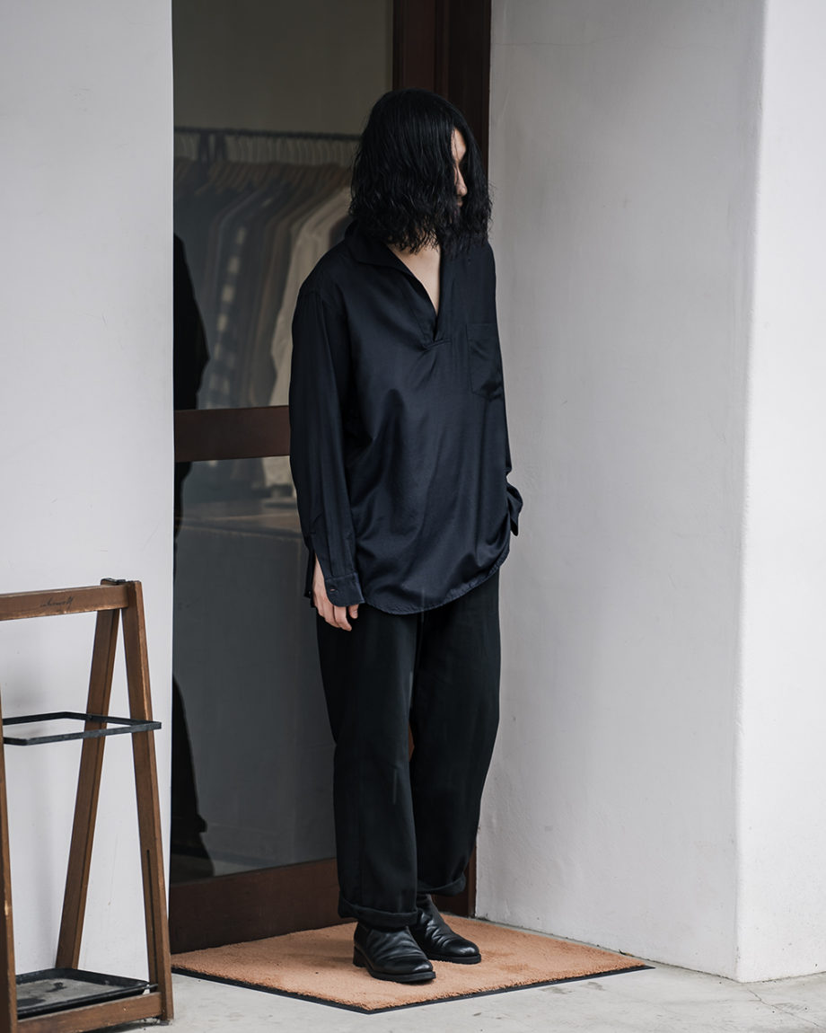 COMOLI -ウールシルク スキッパーシャツ, コモリシャツ, プルオーバー