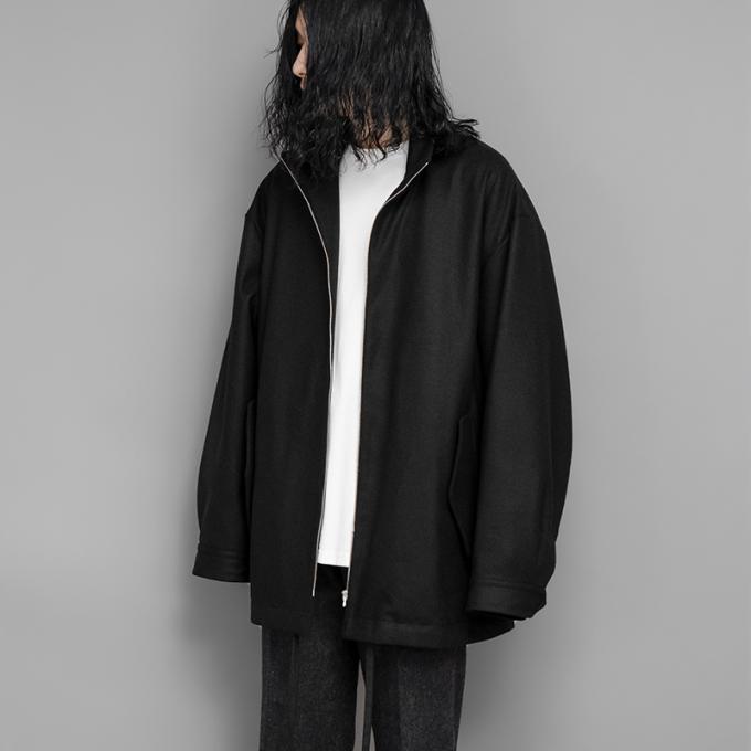 ssstein / Melton Zip Half Coat (Black) | twelve