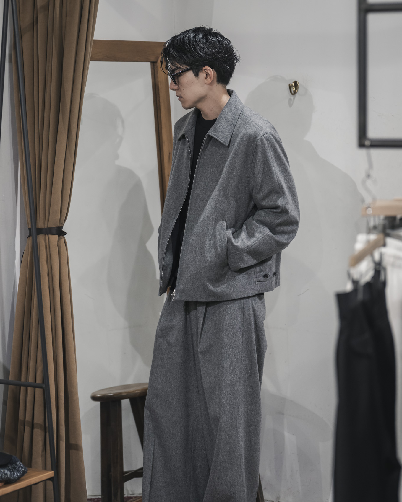 ssstein / W/Ca Beaver Zip Short Jacket (Grey) | twelve