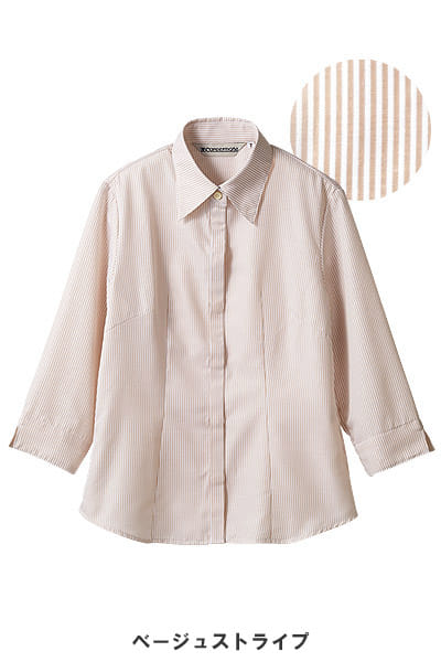 全4色】ストライプシャツ（7分袖・レディース） MC7231 | 飲食店制服