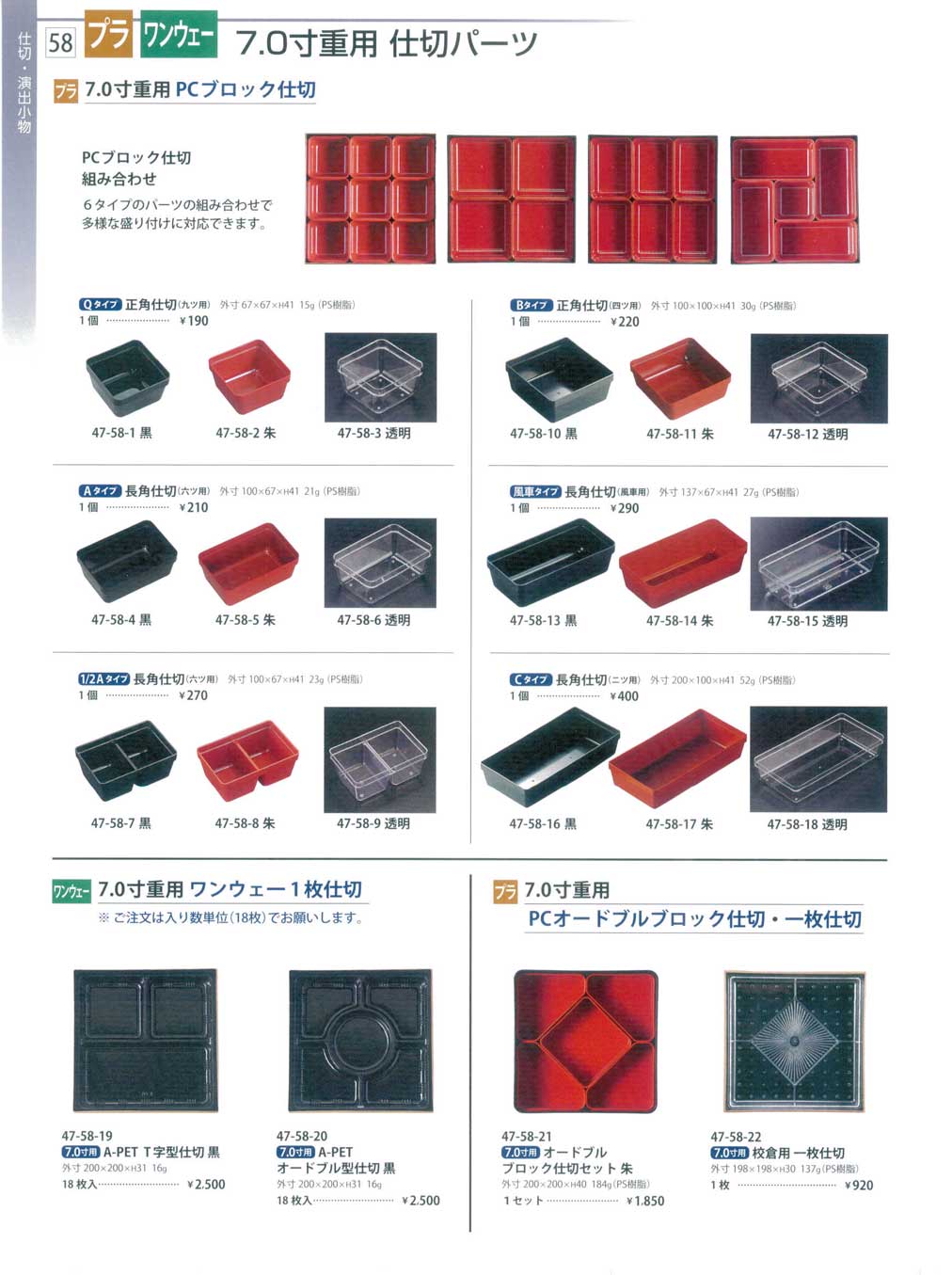 7寸用オドブルブロック仕切用五角 朱（商品番号47-58-21-2）