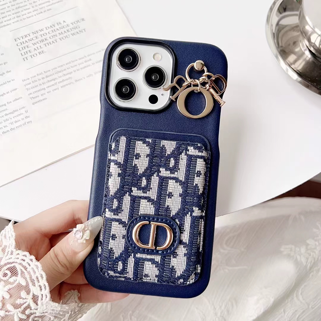 Christian Dior iPhone Case Card Slot for 12 13 14 15 Pro Max Plus