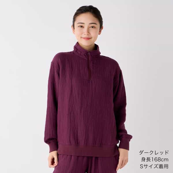 再値下げ】マシュマロワッフルガーゼライトハーフジップ ユニセックス