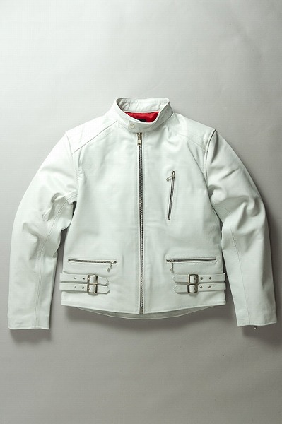 UKシングルライダースジャケット ホワイト【ライダースジャケット、革