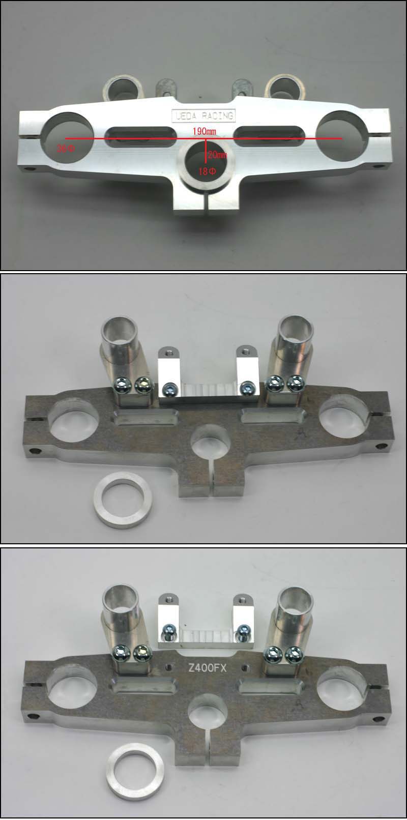 ウエダレーシング アルミトップブリッジ Z750D1用 Z750D1/FX1/Z1000MK2