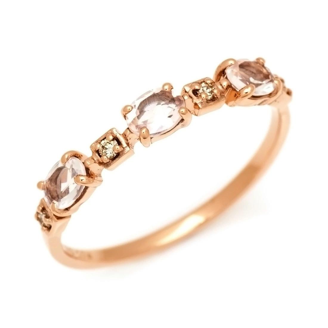 K10 ローズクォーツ ダイヤモンド リング 「purezza」[商品番号:RG1005