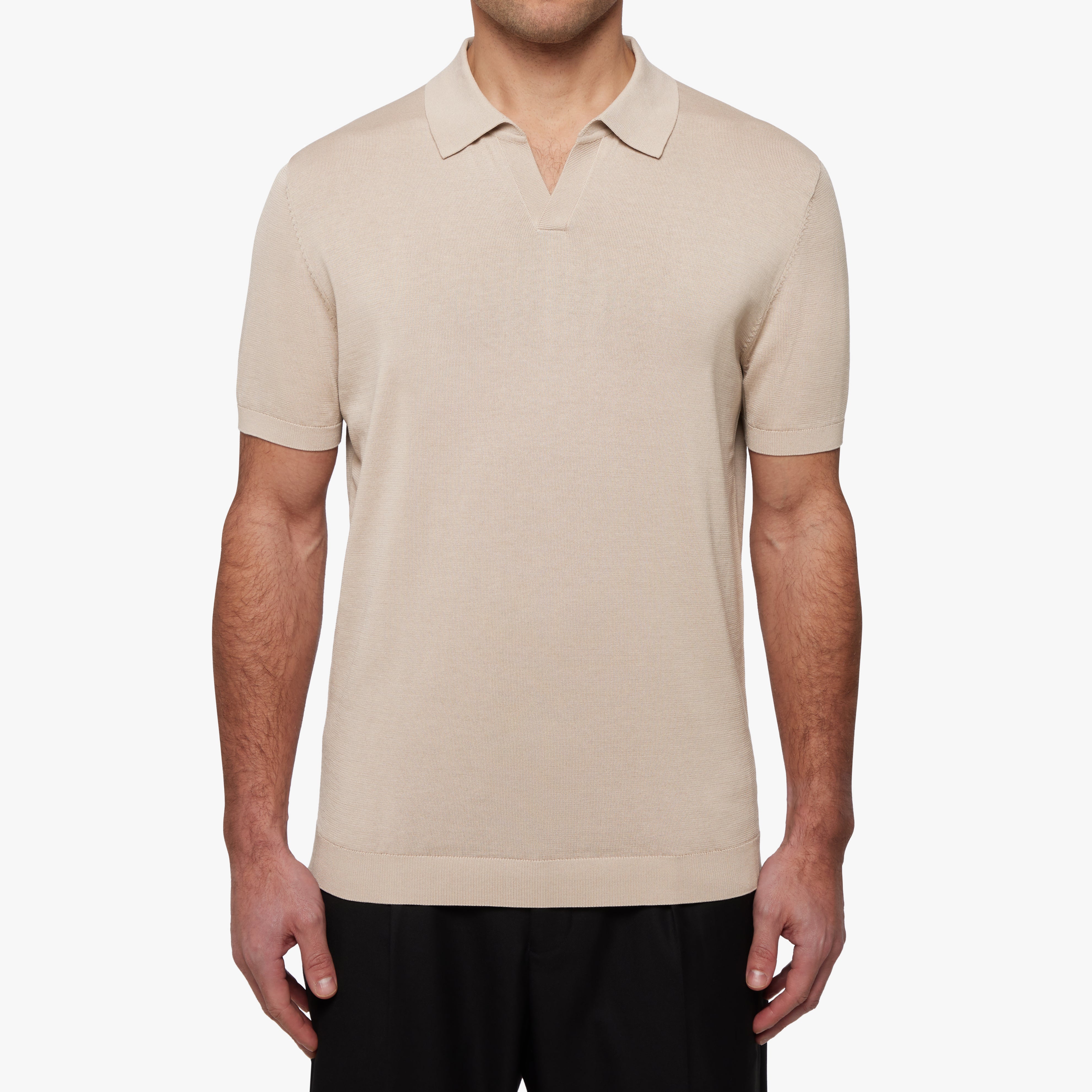 Cotton Silk Relaxed Polo Clay Mens