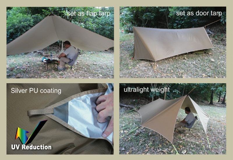 超軽量 シル・ナイロン、折ってシェルターにもなるパップタープ