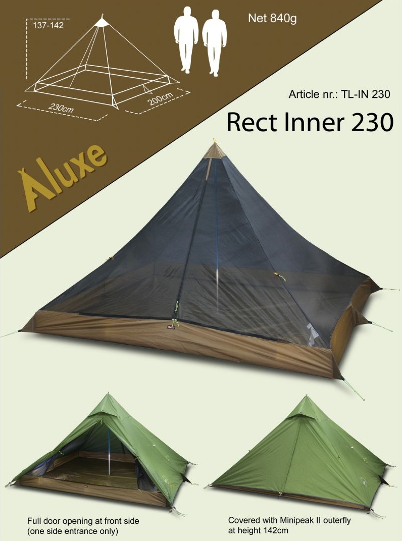 ルクセ レクトインナー230（デザート） モノポールテント 用 メッシュ