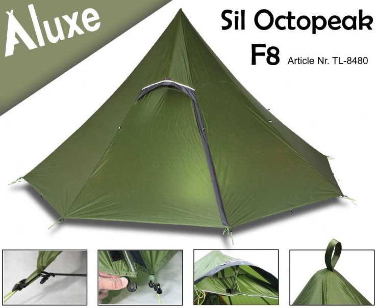 ワンポールでキャンプ、シル・オクトピークF8