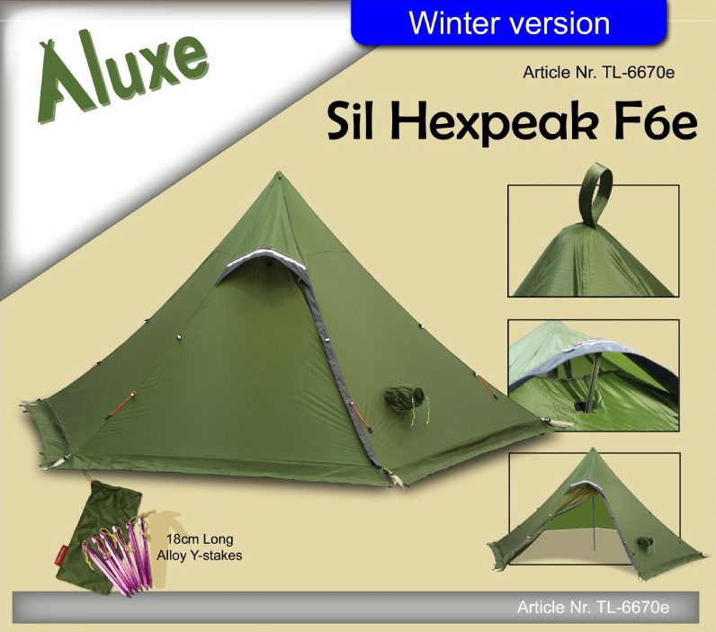 冬用モノポールテント、シル・ヘックスピーク ウィンター F6e
