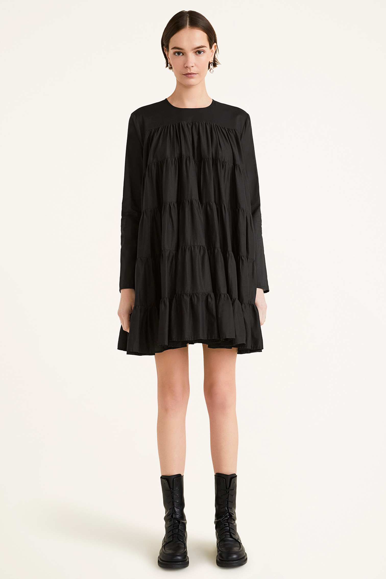 マーレット ソリマン ティアードワンピース ミニ ボリューム ブラック