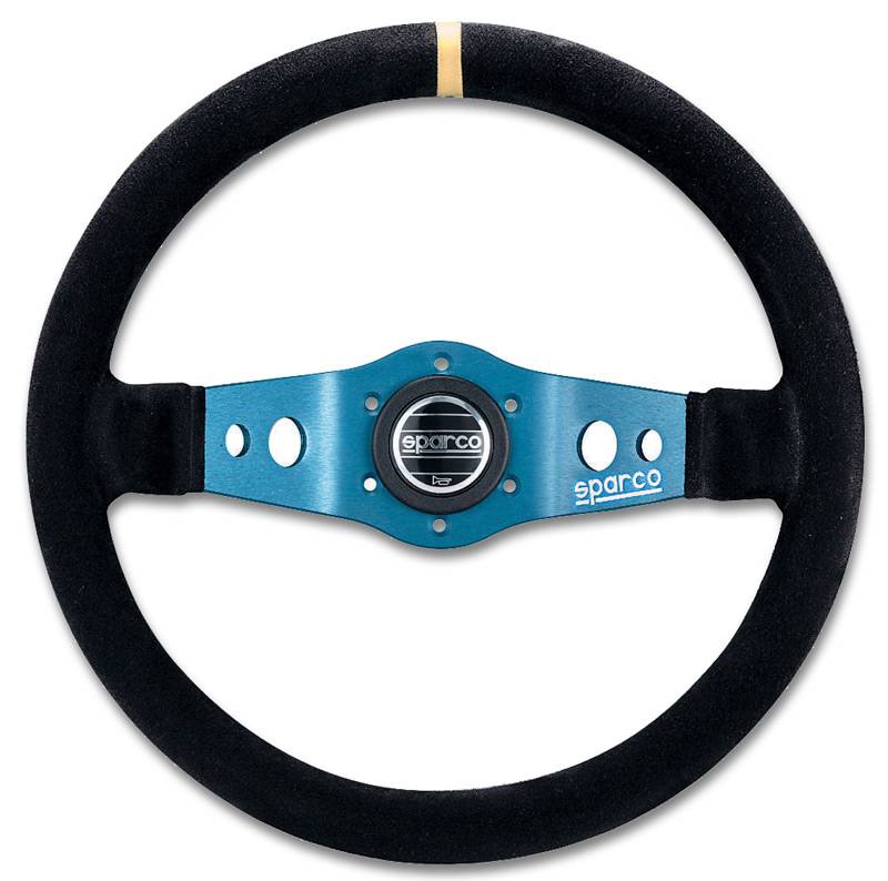 Sparco L 555 Steering Wheel Blue Center/Black Suede | UPR.com