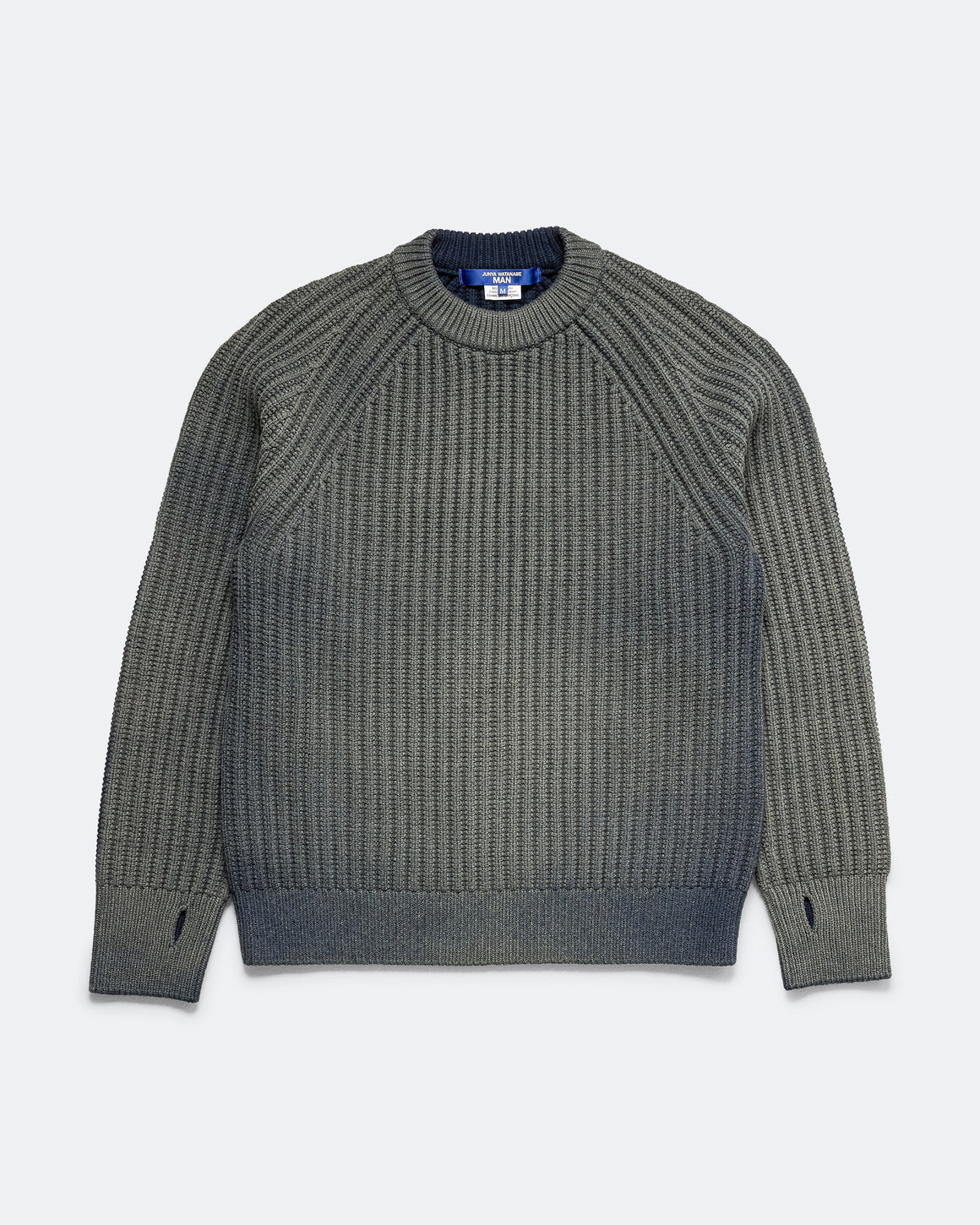 Junya Watanabe MAN - Bleached Wool Rib Knit Sweater - Black | UP THERE
