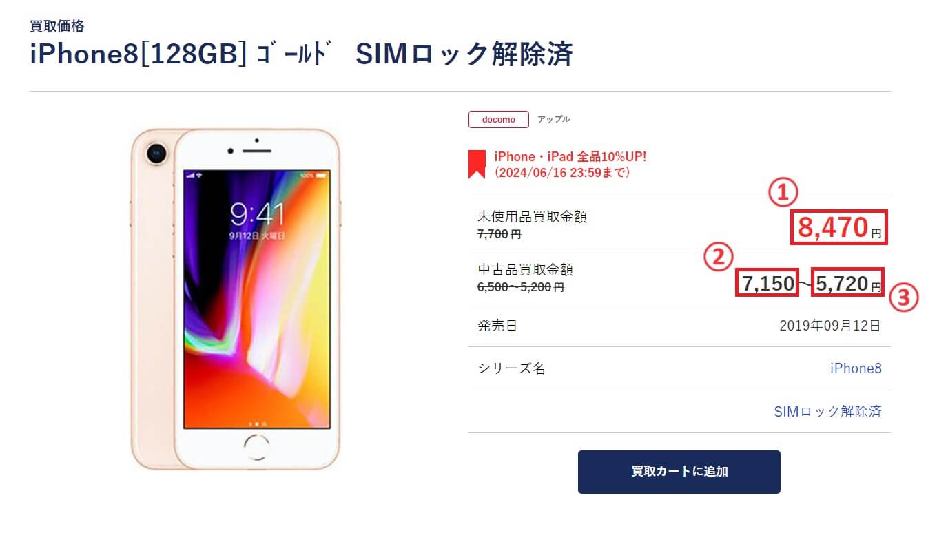 ゲオのiPhone8容量ごとの買取価格｜買取相場や本体のみ箱なし買取価格