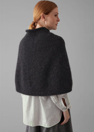Lofty Alpaca Blend Knitted Poncho | Charcoal | TOAST