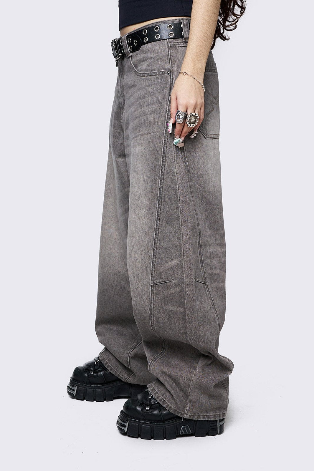 Grey Wash Super Baggy Jeans | Minga London – Minga London US