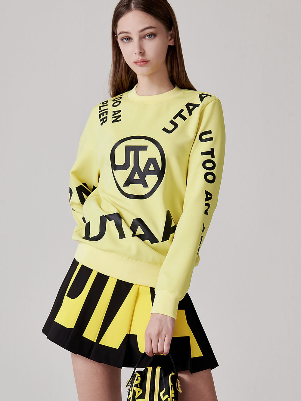 UTAA イエロー クルーネック トレーナー ユタ ロゴジェンガネオプレン