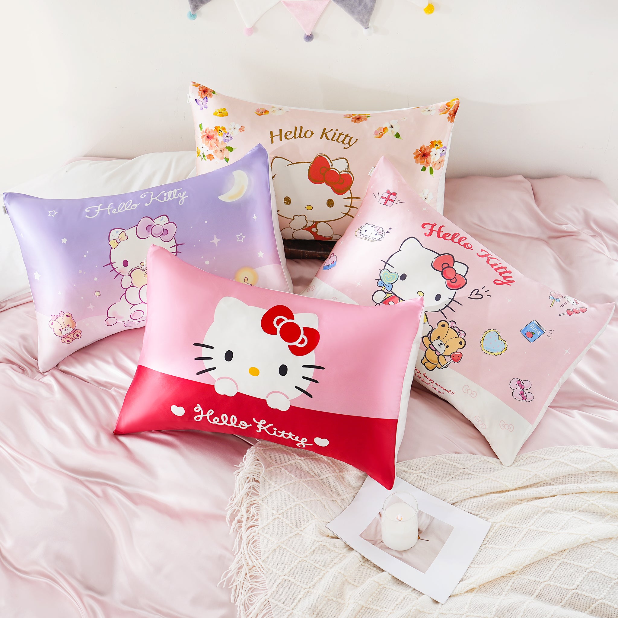 キティ 敷きパッド カバー付き枕 ギャルクマキティ ハート ピンク