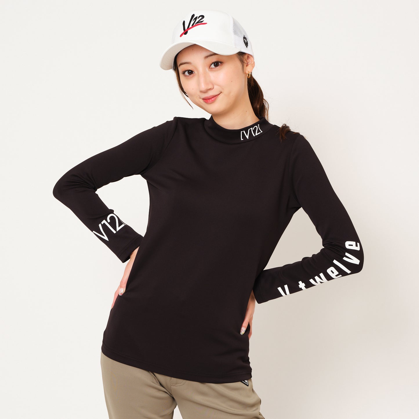 V12 ゴルフ レディース インナーモックネック接触冷感 LOGO INNER MOCK