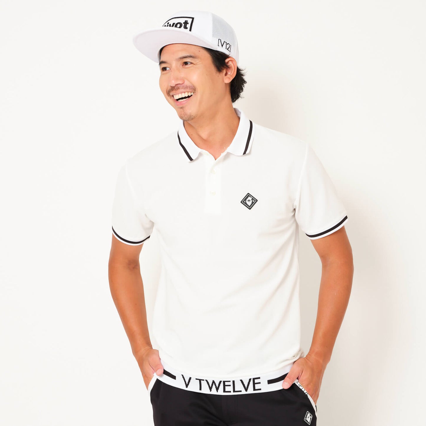 V12 サイドロゴポロシャツワンピース 白 サイズ1 ゴルフ V12 サイド