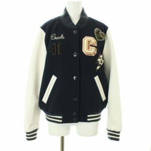 スタジャン レザー ワッペン ウール S 紺 白（2022/01/14買取