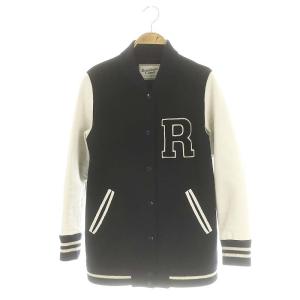 ジャケット スタジャン ブルゾン 切替 牛革 紺 白 ネイビー ホワイト