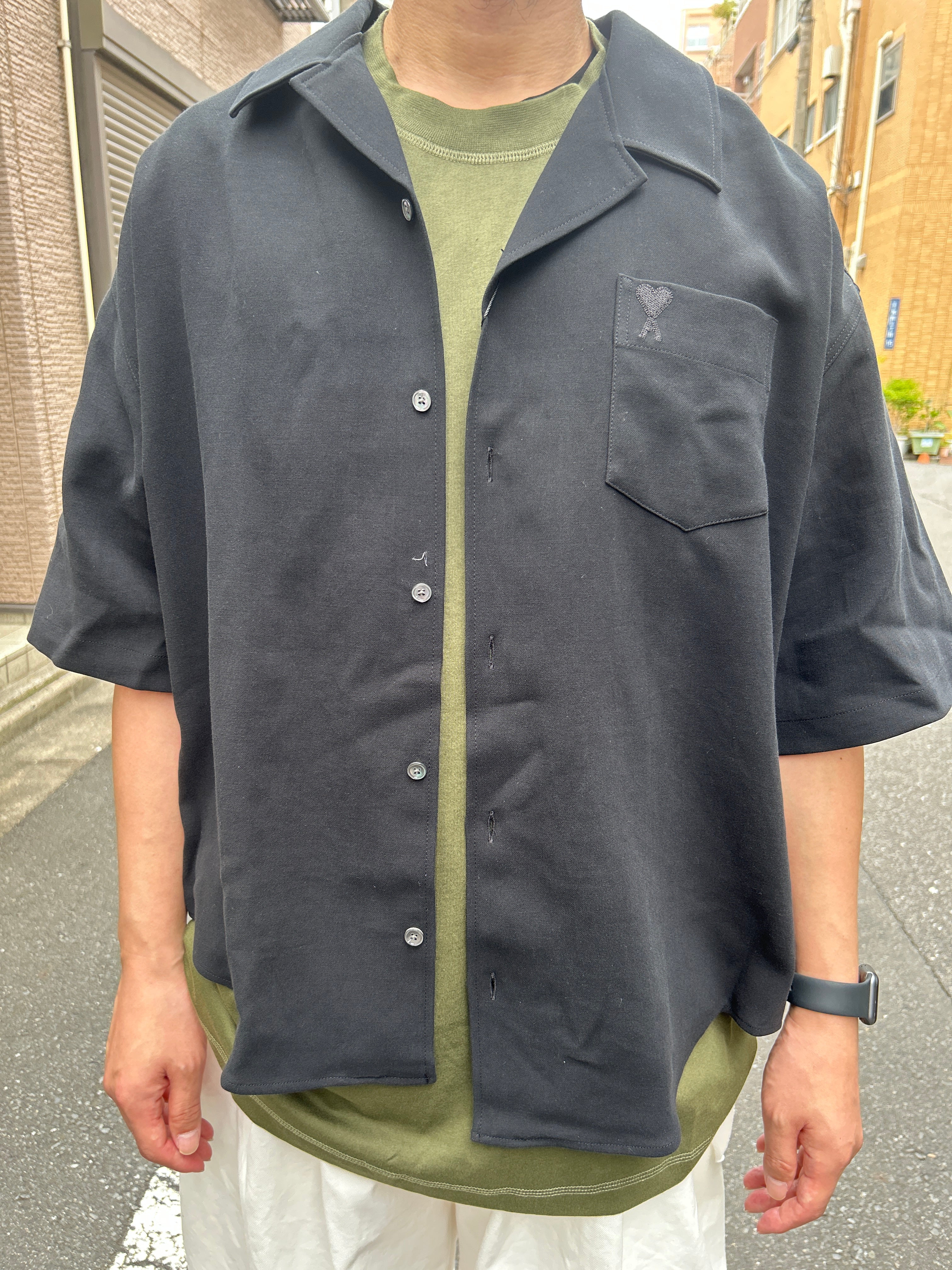 AMI PARIS Ami de Coeur キャンプカラー ショートスリーブ シャツ – Vi