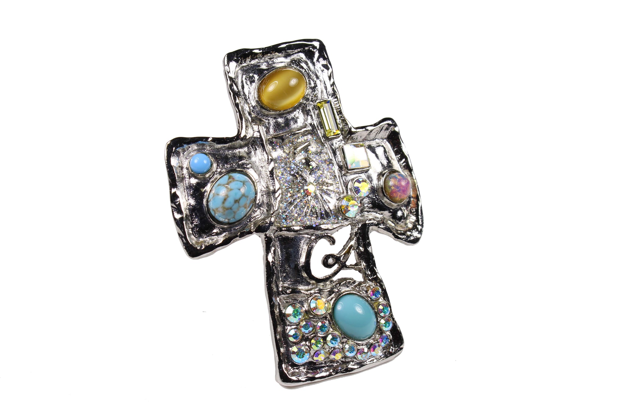 CHRISTIAN LACROIX silver large cross pendant brooch – Vintage Carwen