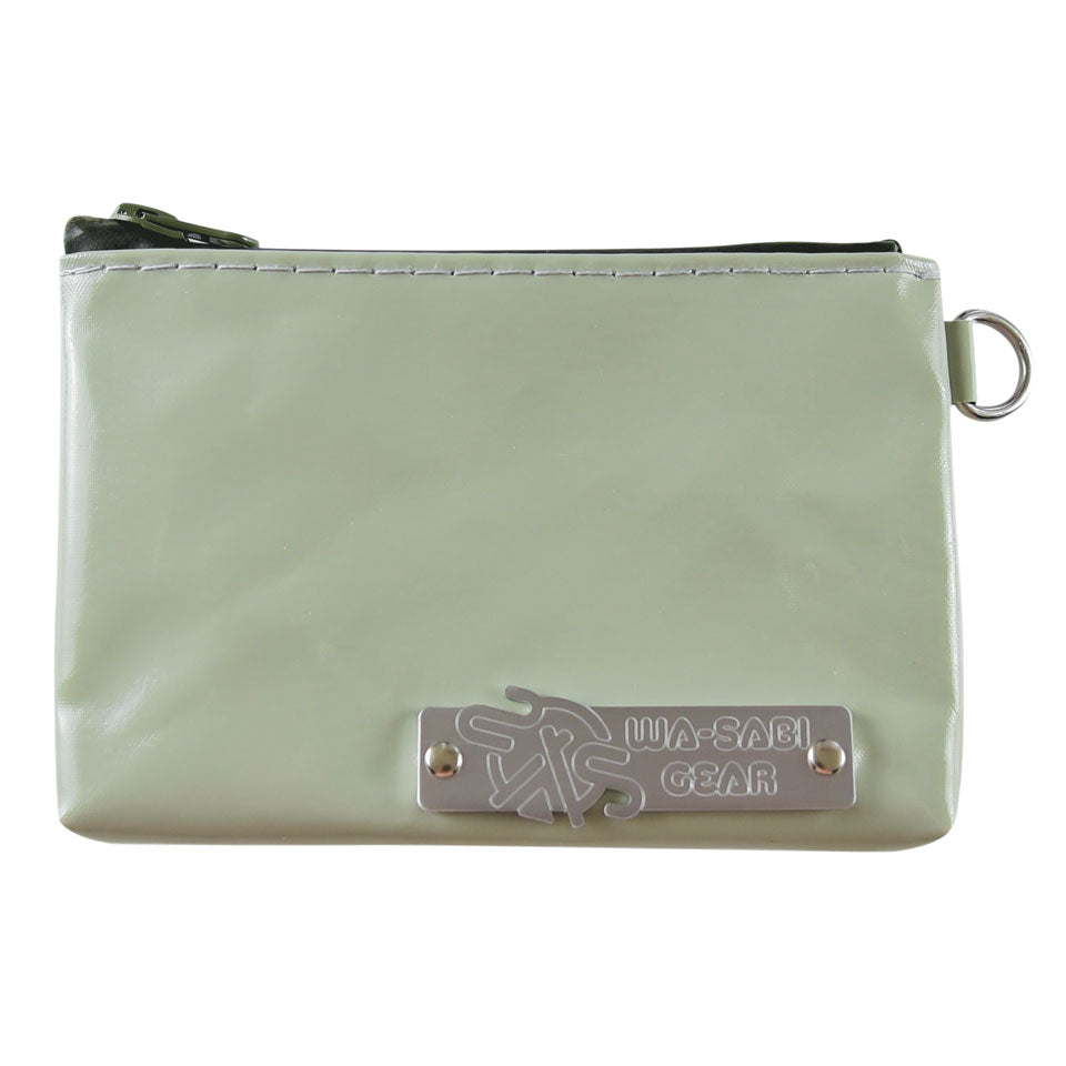ハンドメイド防水ポーチ【袋（たい）】ワサビグリーンxカーキ