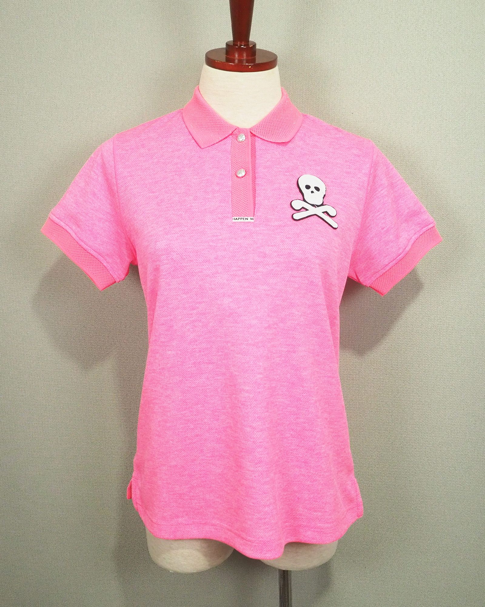 マーク アンド ロナ スカルプリント・パイル・鹿子 切り替えポロシャツ