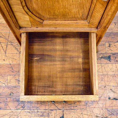 フレンチアンティーク ナイトテーブル 大理石天板 収納付き オーク材