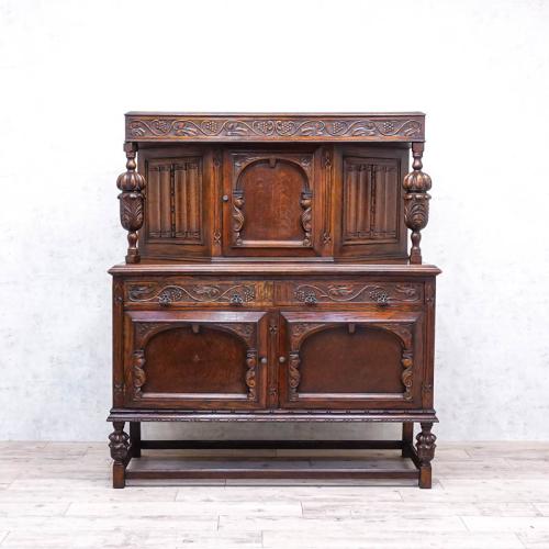 イギリスアンティーク コートカップボード 収納棚 オーク材 v_57783