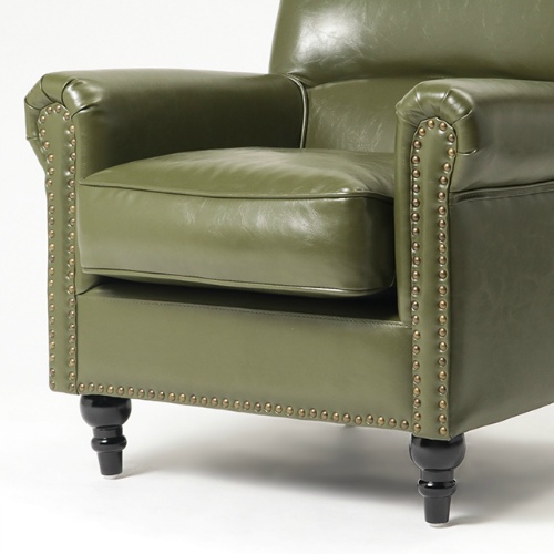 1人掛けソファ チェスターフィールドソファ オリーブグリーン 合皮