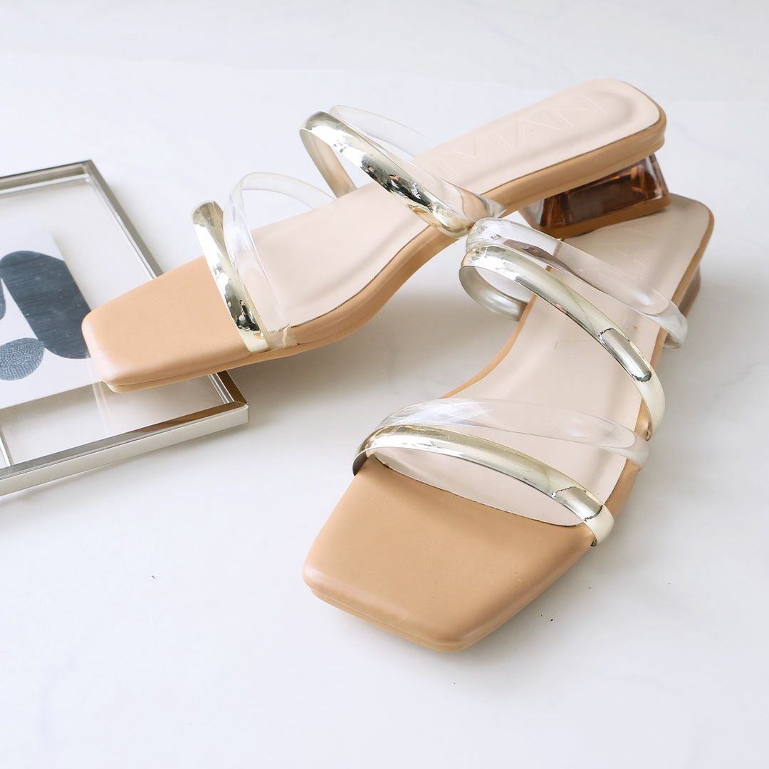 2026年夏新色追加】スクエアトゥメニー華奢ストラップクリアヒール