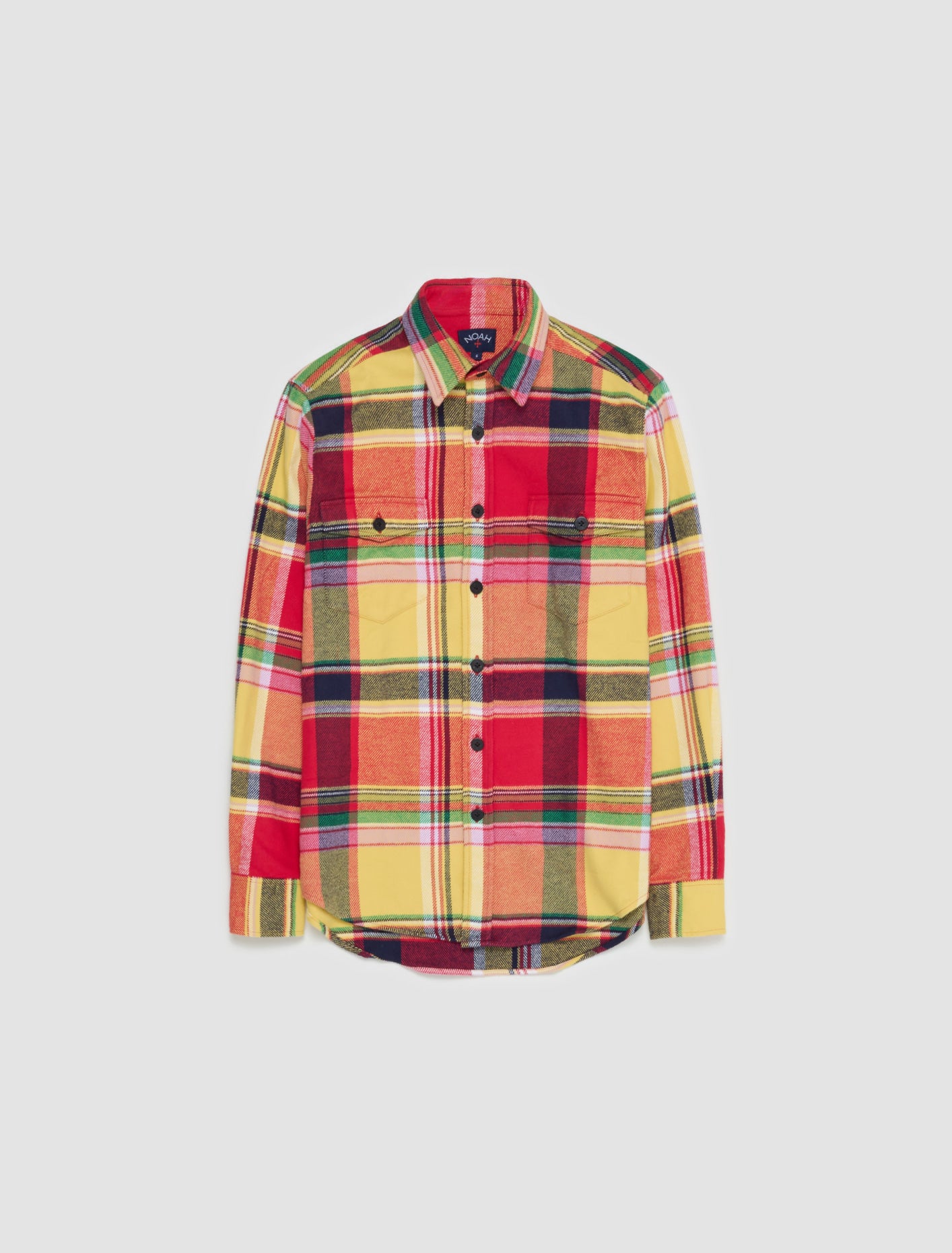 Noah - Bright Plaid Heavyweight Flannel Shirt in Yellow