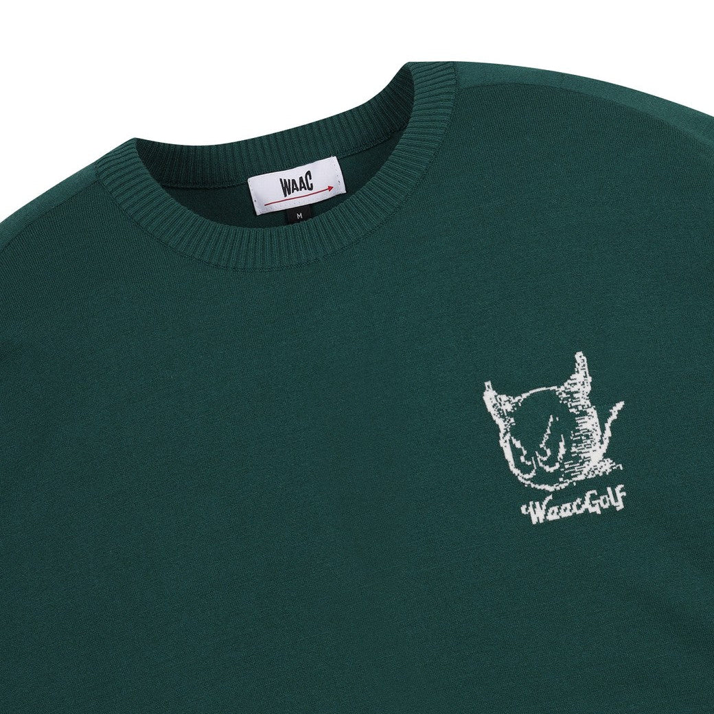 WEB限定】MEN DRAWING WAACKYクルーネックニット ダークグリーン