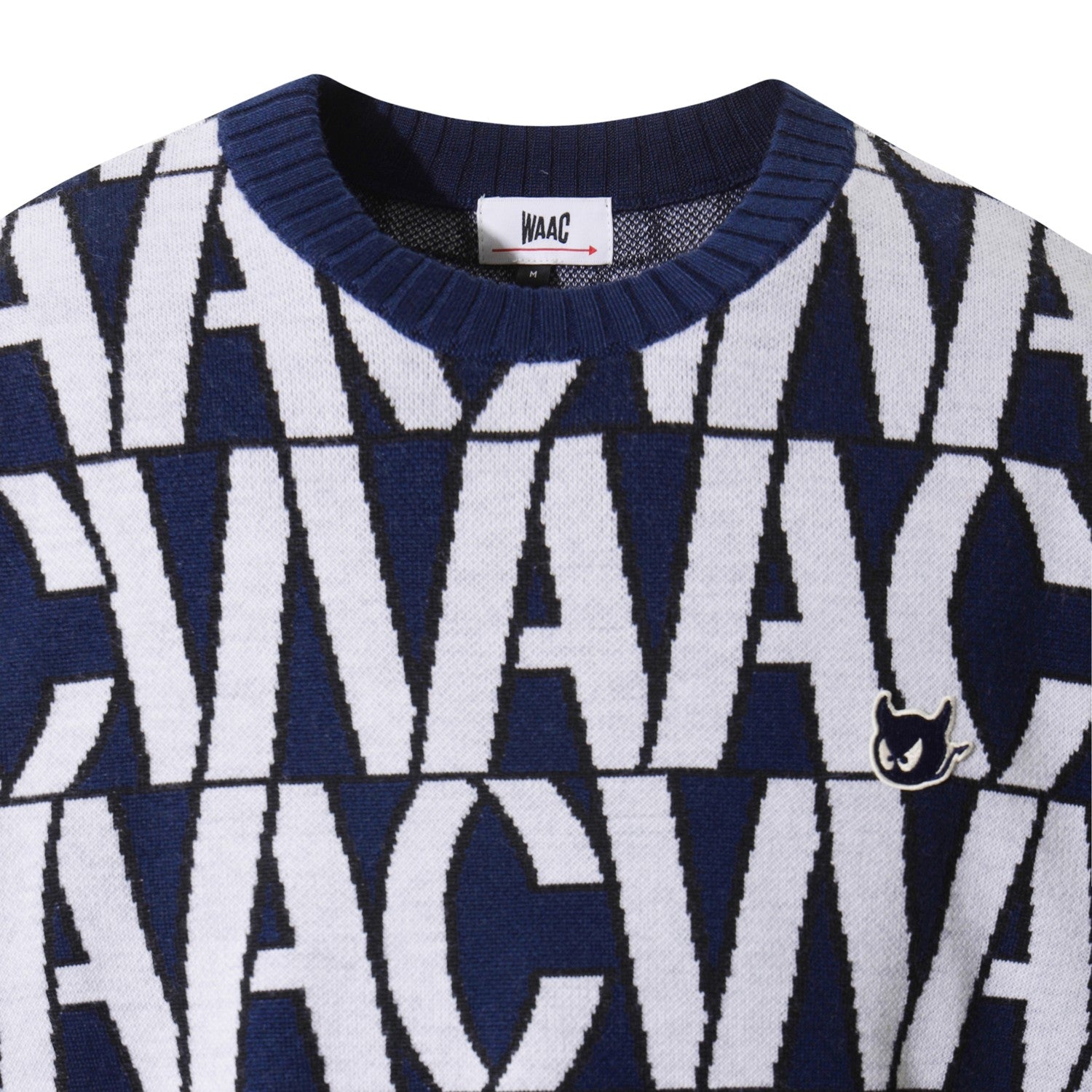 MEN ロゴパターンクルーネックセーター ネイビー