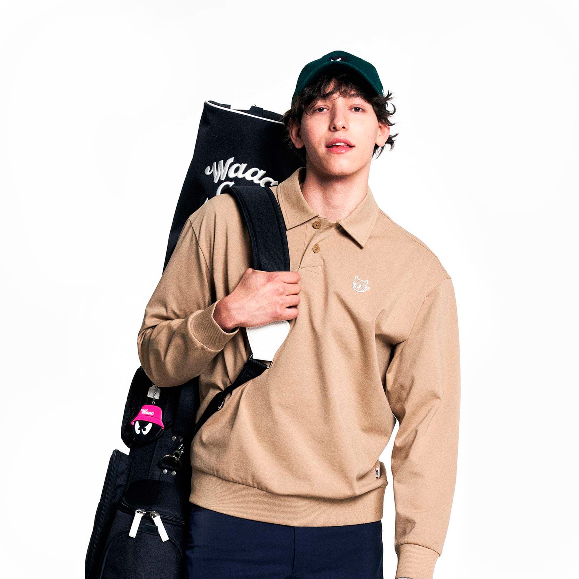 WEB限定】MEN WAACKYスウェットポロシャツ ベージュ