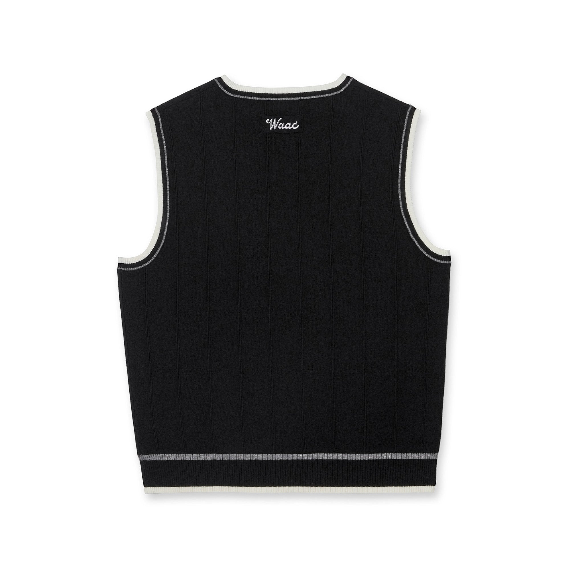 WOMEN トラッドストライプニットベスト ブラック