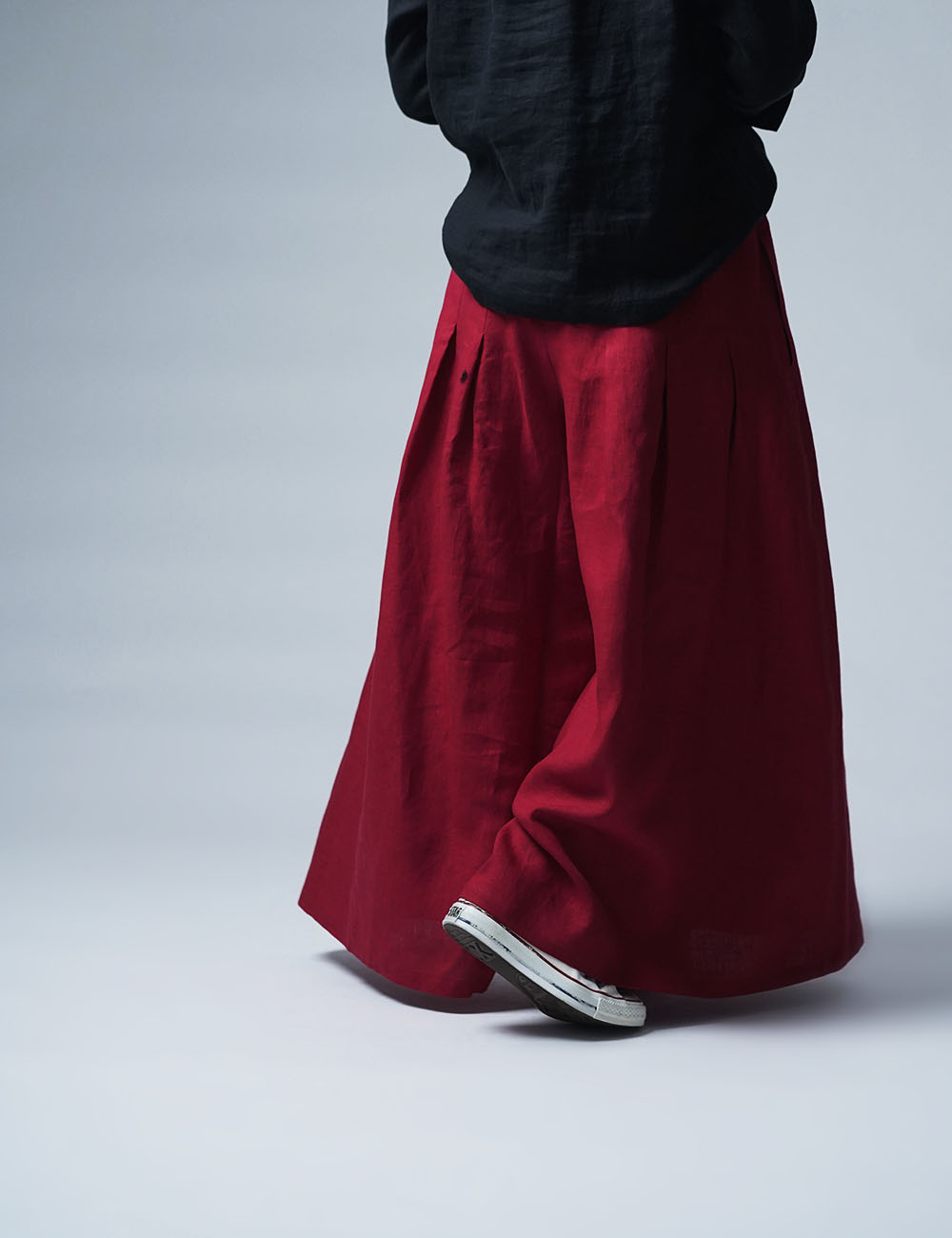 リネンパンツ】袴(はかま)パンツ /赤紅 b002k-akb1
