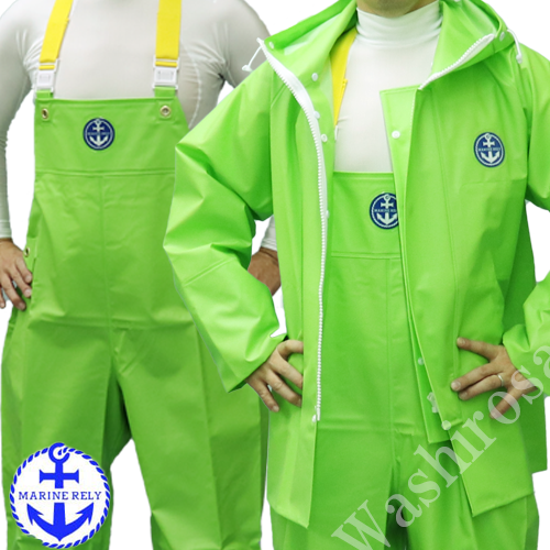 水産マリンレリー ライムグリーン 上下セット ｜ 漁師カッパ専門店