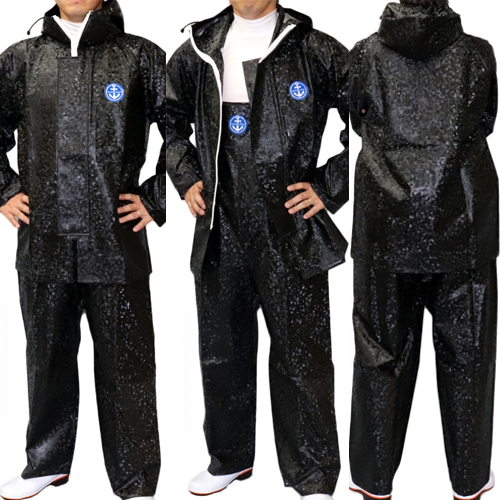 水産マリンレリー 限定色 ブラックマダラ 上下セット ｜ 漁師カッパ