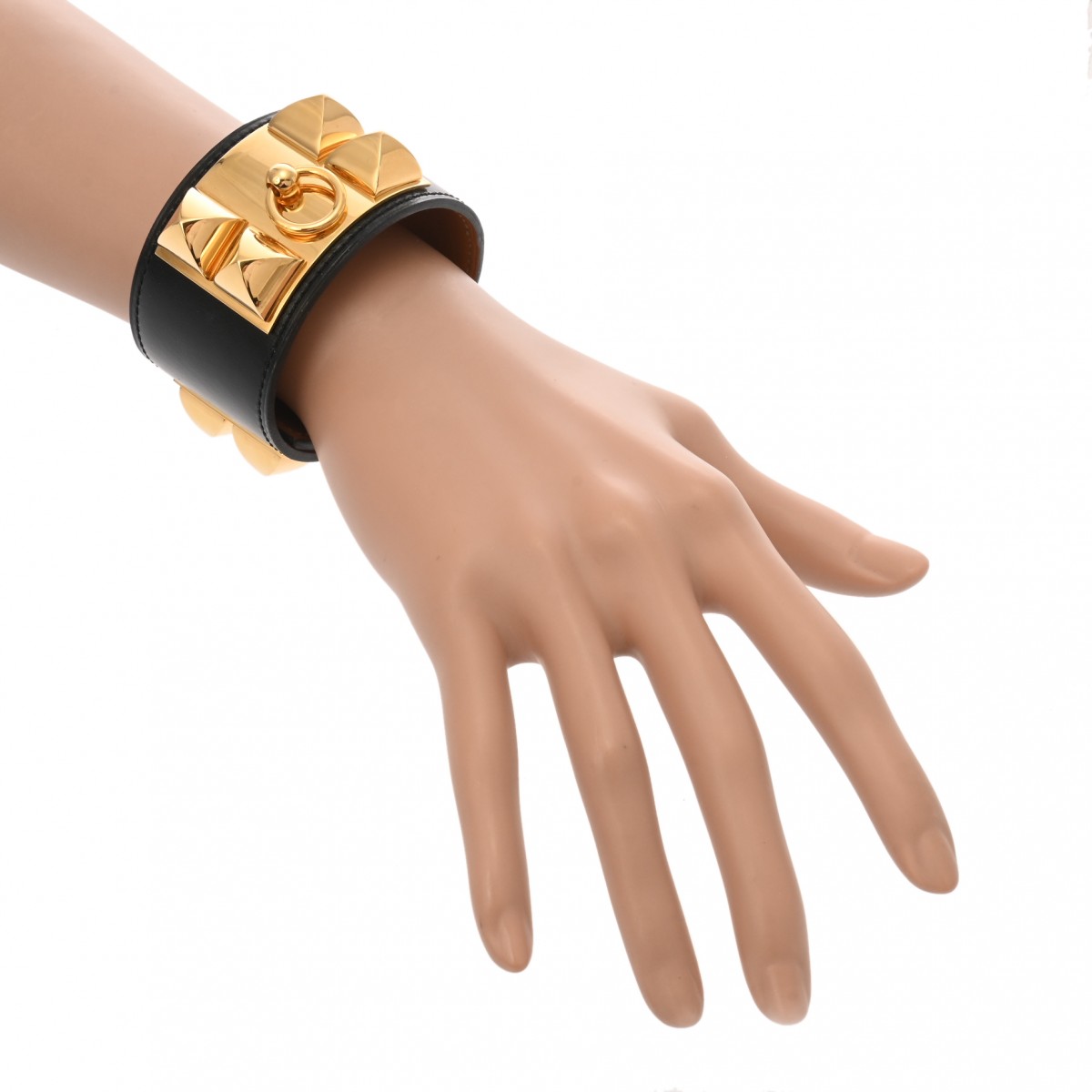 エルメス コリエドシアン ブレスレット #L ブラック/ゴールド金具