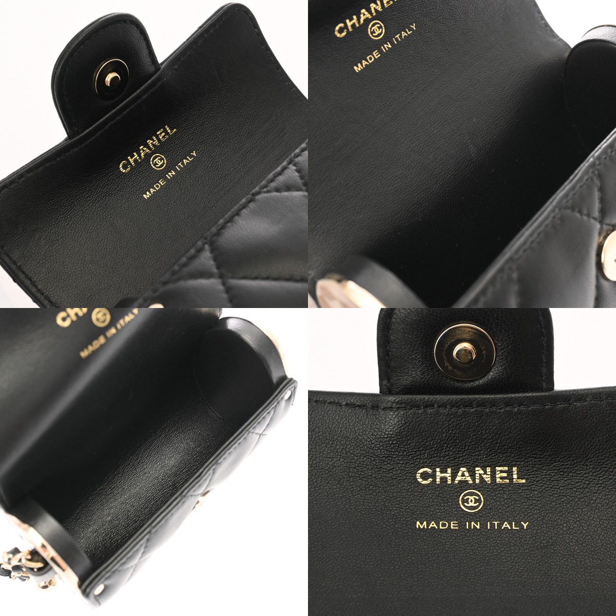 シャネル マトラッセ ミニ チェーンポーチ ブラック ラムスキン
